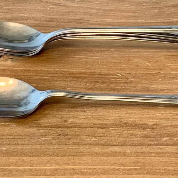 Ekco USA Stainless Steel Iced Tea Spoons Chevron Pattern Handle Set of 4 Vtg - Picture 10 of 13